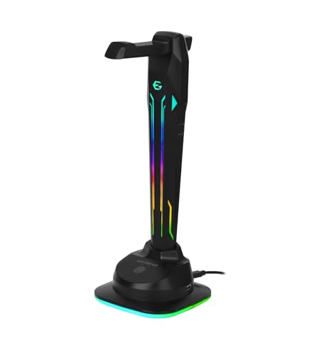 SAC1 - Universal Gaming Headset Stand - 4 USB 2.0 Ports - 6-in-1 Touch RGB Lighting - Non-Slip Rubber Base Bild 1