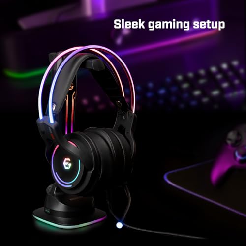 SAC1 - Universal Gaming Headset Stand - 4 USB 2.0 Ports - 6-in-1 Touch RGB Lighting - Non-Slip Rubber Base Bild 4