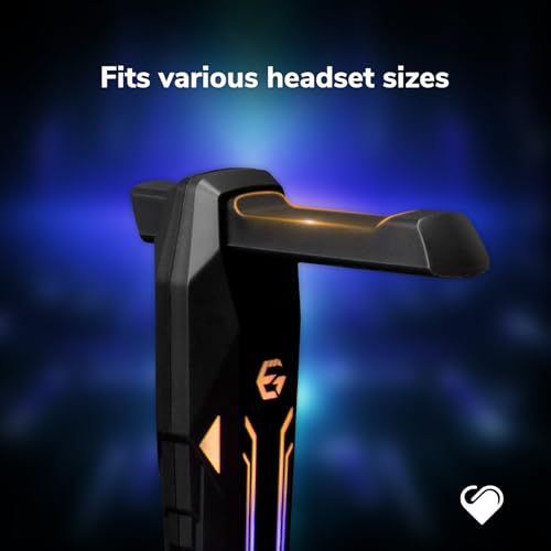 SAC1 - Universal Gaming Headset Stand - 4 USB 2.0 Ports - 6-in-1 Touch RGB Lighting - Non-Slip Rubber Base Bild 6