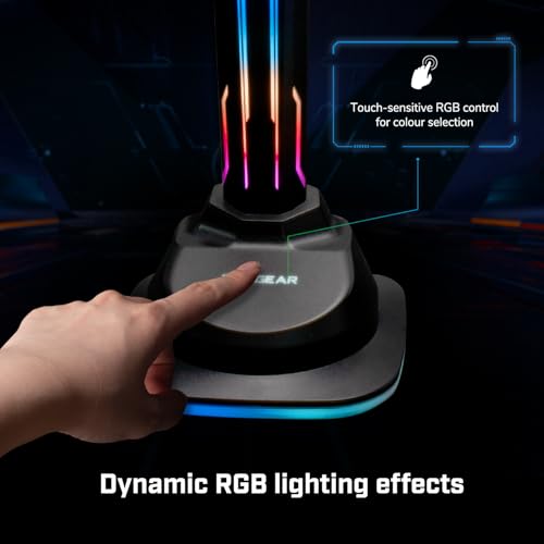 SAC1 - Universal Gaming Headset Stand - 4 USB 2.0 Ports - 6-in-1 Touch RGB Lighting - Non-Slip Rubber Base Bild 7