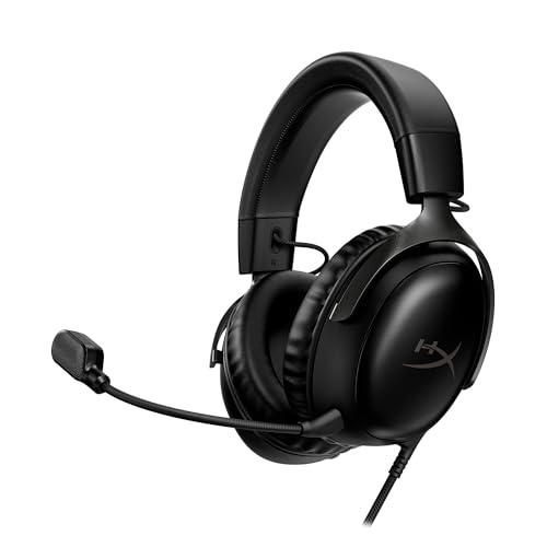 HyperX Cloud III – Kabelgebundenes Gaming-Headset, PC, PS5, Xbox Series X|S, abgewinkelte 53mm-Treiber, DTS, Memory-Schaum, Stabiler Rahmen, ultraklares 10mm-Mikrofon, USB-C, USB-A, 3,5mm, Schwarz Bild 1