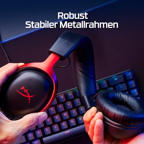 HyperX Cloud III Gaming-Headset Kabelgebunden – 53-mm-Treiber, Memory Foam, DTS, Noise-Cancelling Mikrofon, USB-C/USB-A/3,5mm, für PC, PS5, PS4, Xbox, Switch, Mac – Schwarz/Rot Bild 5