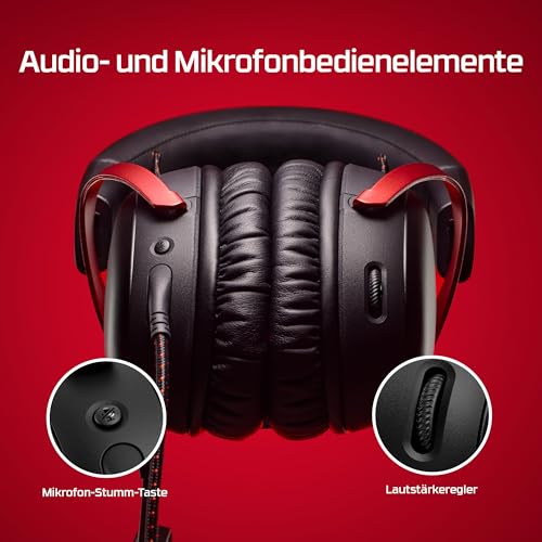 HyperX Cloud III Gaming-Headset Kabelgebunden – 53-mm-Treiber, Memory Foam, DTS, Noise-Cancelling Mikrofon, USB-C/USB-A/3,5mm, für PC, PS5, PS4, Xbox, Switch, Mac – Schwarz/Rot Bild 6