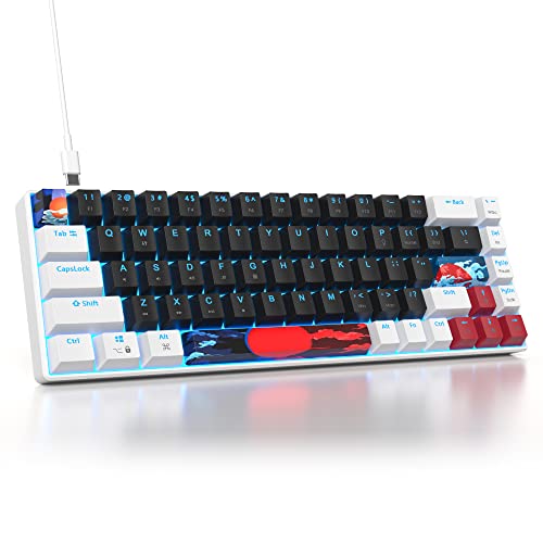 SOLIDEE Mechanische Gaming-Tastatur, 65%, 68 Tasten mit linearem rotem Schalter, mechanische Tastatur mit LED-Hintergrundbeleuchtung, kompakte Tastatur mit Typ-C-Kabel, für PS5/PS4 (68 White_Black) Bild 1
