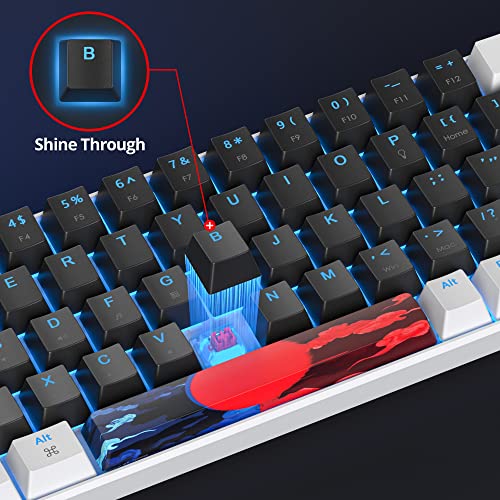 SOLIDEE Mechanische Gaming-Tastatur, 65%, 68 Tasten mit linearem rotem Schalter, mechanische Tastatur mit LED-Hintergrundbeleuchtung, kompakte Tastatur mit Typ-C-Kabel, für PS5/PS4 (68 White_Black) Bild 7