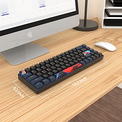 SOLIDEE mechanische Gaming-Tastatur 65%, 68 Tasten mit Linearen roten Schaltern, kabelgebunden mit LED-Hintergrundbeleuchtung, gemischtes Licht, kompakt (68 Black-Blue) Bild 7