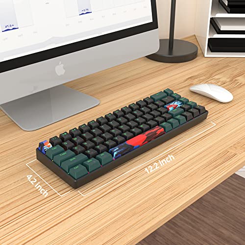 SOLIDEE mechanische Gaming Tastatur 65%,68 Tasten mit Lineare rote Schalter,kabelgebundene mechanische Tastatur mit LED-Hintergrundbeleuchtung,gemischtes Licht kompakte(68 Black-Green) Bild 7