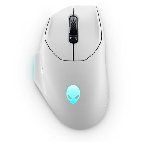 Alienware AW620M Wireless Gamingmaus, 26.000 DPI, 650 IPS, kabelgebundenes Gaming mit 1.000-Hz-Polling 2,4-GHz-USB-C-WLAN-Dongle, AlienFX-RGB, Lunar Light Bild 1