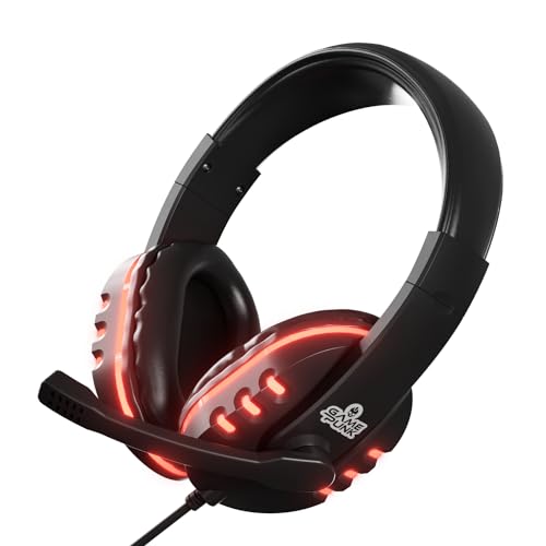 GamePunk Nightowl LED-Headset,verstellbares Lautstärkeread,schnelle Plug-and-Chat-Funktion,verstellbares Kopfband,G-Fuß-Kabel,integriertes Mikrofon,kompatibel mit PC, PS5 und Xbox Series X & S Bild 1