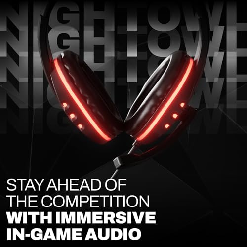 GamePunk Nightowl LED-Headset,verstellbares Lautstärkeread,schnelle Plug-and-Chat-Funktion,verstellbares Kopfband,G-Fuß-Kabel,integriertes Mikrofon,kompatibel mit PC, PS5 und Xbox Series X & S Bild 2