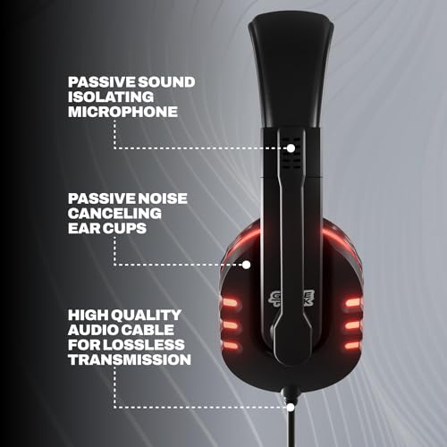GamePunk Nightowl LED-Headset,verstellbares Lautstärkeread,schnelle Plug-and-Chat-Funktion,verstellbares Kopfband,G-Fuß-Kabel,integriertes Mikrofon,kompatibel mit PC, PS5 und Xbox Series X & S Bild 3