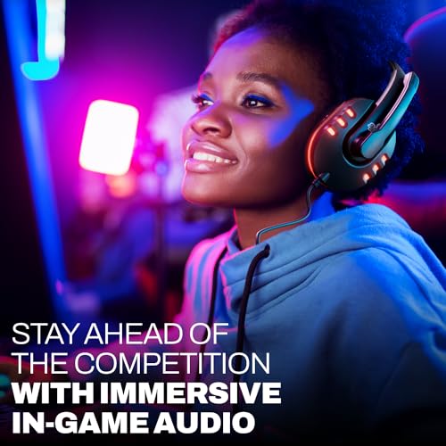 GamePunk Nightowl LED-Headset,verstellbares Lautstärkeread,schnelle Plug-and-Chat-Funktion,verstellbares Kopfband,G-Fuß-Kabel,integriertes Mikrofon,kompatibel mit PC, PS5 und Xbox Series X & S Bild 4