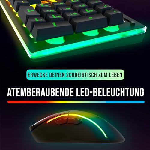 KLIM Thunder Wireless Gaming Keyboard und Maus Combo - New 2023 - Wireless Backlit Tastatur mit langlebigem integriertem Akku + 4800 DPI RGB Kabellose Gaming Mouse für PC Bild 5
