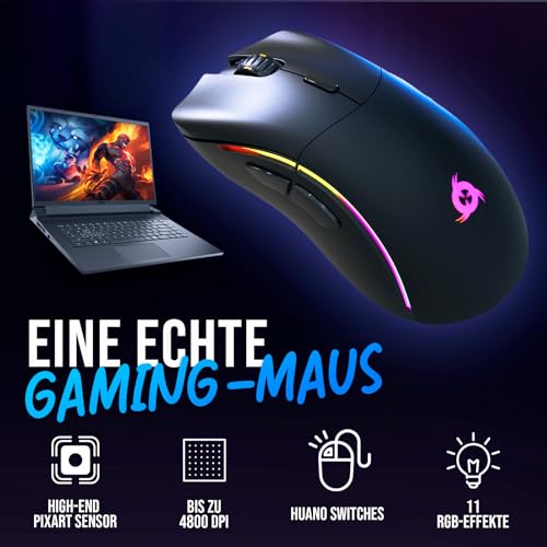 KLIM Thunder Wireless Gaming Keyboard und Maus Combo - New 2023 - Wireless Backlit Tastatur mit langlebigem integriertem Akku + 4800 DPI RGB Kabellose Gaming Mouse für PC Bild 7