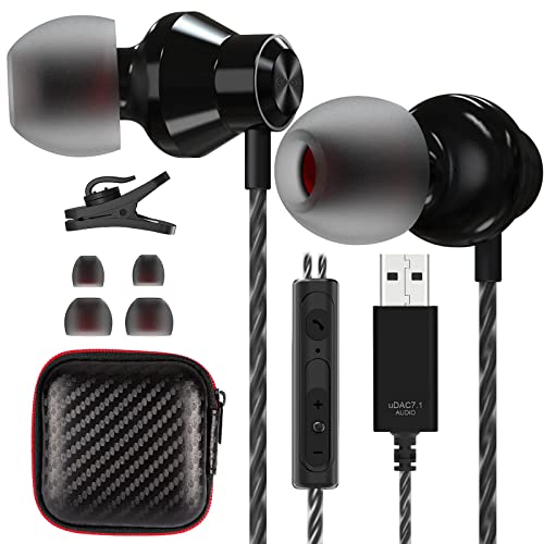 USB Kopfhörer PC 2.5M,ACAGET PC Headset USB Ohrhörer mit Kabel und Mikrofon, Gaming Headset Ohrhörer Semi In Ear HiFi Stereo Noise Cancelling Kopfhörer für PS 4/5/Computer/PC/Mac/Laptop/für Chromebook Bild 1