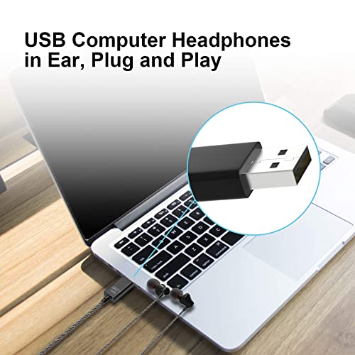 USB Kopfhörer PC 2.5M,ACAGET PC Headset USB Ohrhörer mit Kabel und Mikrofon, Gaming Headset Ohrhörer Semi In Ear HiFi Stereo Noise Cancelling Kopfhörer für PS 4/5/Computer/PC/Mac/Laptop/für Chromebook Bild 6