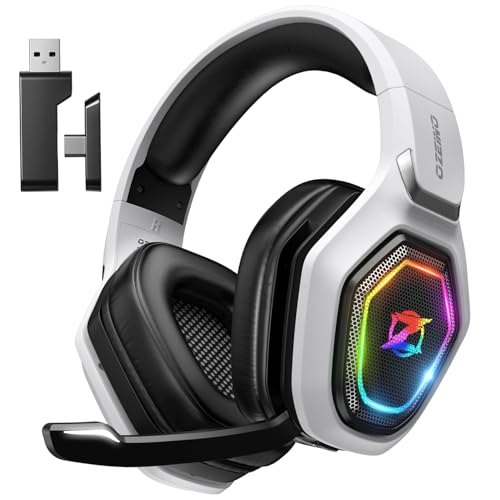 Ozeino OW810 Gaming Headset 40h Akku & Spielen beim Laden, 2.4GHz+BT(≤30ms), 7.1 Surround Sound Wireless Headset Mit Mikrofon für FIFA/CS:GO/Streaming, Kompatibel für PS5/PS4/Switch/Mac, Kristallweiß Bild 1