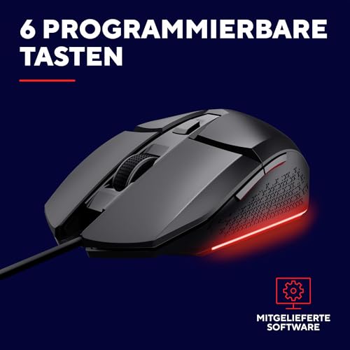 Trust Gaming GXT 109 Felox Gaming Maus mit 6 Programmierbare Tasten, Mehrfarbige LED-Beleuchtung, 200-6400 DPI, USB Kabel 150 cm, PC Maus mit Integrierte Software für Computer/Laptop - Schwarz Bild 4