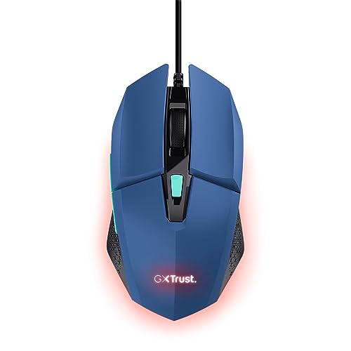 Trust Gaming GXT 109B Felox Gaming Maus mit 6 Programmierbare Tasten, Mehrfarbige LED-Beleuchtung, 200-6400 DPI, USB Kabel 150 cm, PC Maus mit Integrierte Software für Computer/Laptop - Blau Bild 1