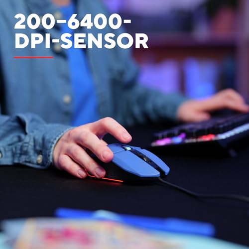 Trust Gaming GXT 109B Felox Gaming Maus mit 6 Programmierbare Tasten, Mehrfarbige LED-Beleuchtung, 200-6400 DPI, USB Kabel 150 cm, PC Maus mit Integrierte Software für Computer/Laptop - Blau Bild 3