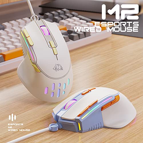 ZIYOU LANG M2 Kabelgebundene Esports Gaming Maus RGB einstellbar 12800 hohe DPI, LED Hintergrundbeleuchtung 9 programmierbare Tasten Seitentasten PC Gaming Mäuse, Honeycomb Shell Design für PC Win MAC Bild 2