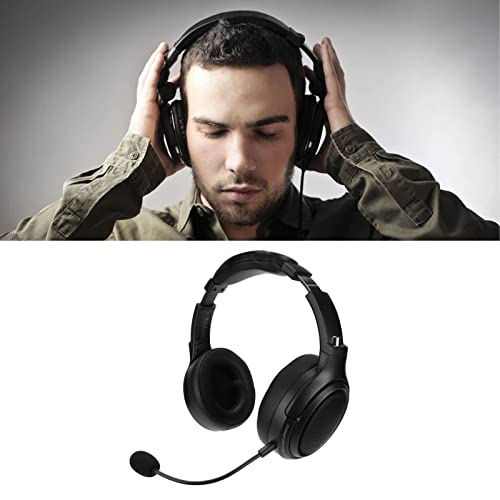 WINH Gaming-Headset, kabellos, PU ABS Gaming Headset 2,4 G 1000 mAh Akku Typ C Dongle USB für Desktop-PC (schwarz) Bild 2