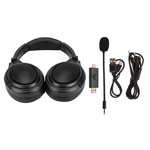 WINH Gaming-Headset, kabellos, PU ABS Gaming Headset 2,4 G 1000 mAh Akku Typ C Dongle USB für Desktop-PC (schwarz) Bild 5
