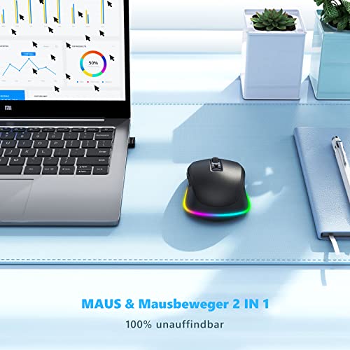 seenda Kabellose Maus mit Jiggler, Wiederaufladbare 2.4G Funkmaus mit Beleuchtung, Leise Wireless Mouse für PC, Laptop, Computer, Windows - 2000 DPI - Schwarz Bild 3