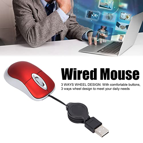 VBESTLIFE Kabelgebundene USB-Computermaus, 1600 DPI, 3-Wege-Raddesign, Ergonomische Mäuse, Heim- und Büromaus für Laptop, PC, Desktop, Notebook, Rot Bild 2