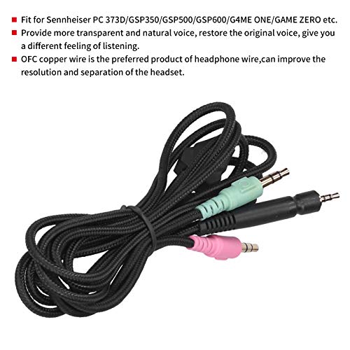 KIMISS GSP500 Kopfhörer Audio Kabel, GSP600/350 Ersatz-Audiokabel, 3.5MM Spiel Kopfhörerkabel, Geflochtenes Nylonkabel Klinkenkabel, 2M für G4ME ONE/GAME ZERO Headset zu One PC und Smartphones Bild 5