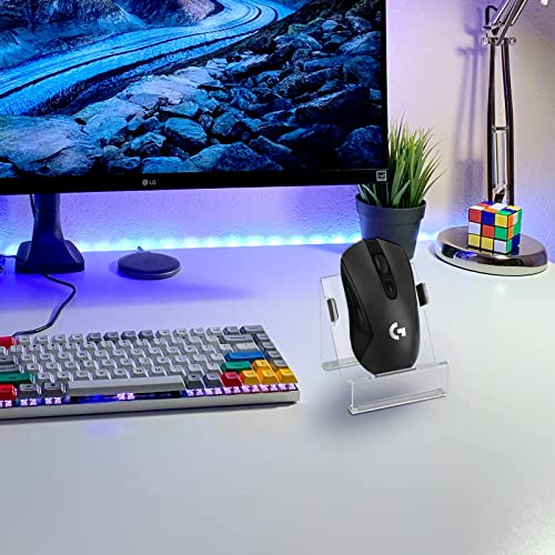 Universeller Maushalter, Ständer für den Desktop, vertikale Halterung, Ständer für kabelgebundene und kabellose Maus, PC-Gaming-Maus-Organizer-Halterung, transparent Bild 6