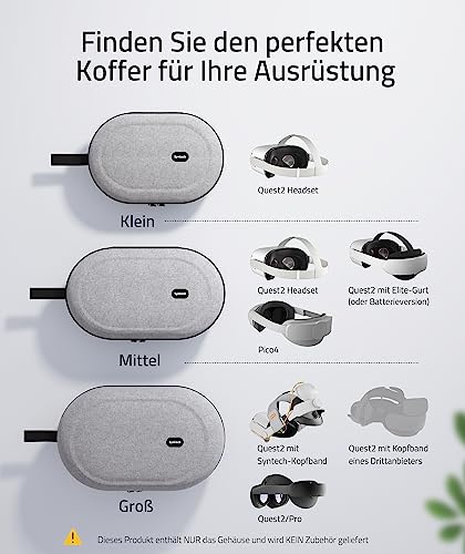Syntech Tragetasche Kompatibel mit Meta Quest 3S/Quest 3/Oculus Quest2 VR Gaming Headset mit Touch Controllern und anderem klein Zubehör, Schlankes, Grau (passt Nicht zum Elite Strap) Bild 2