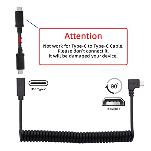 cablecc USB-C-Tastatur-Maus-Stretch-Spiralkabel für Gaming-Tastatur, Micro-USB-Stecker auf Typ-C-Buchse, Verlängerung, Strom- und Datenkabel Bild 2