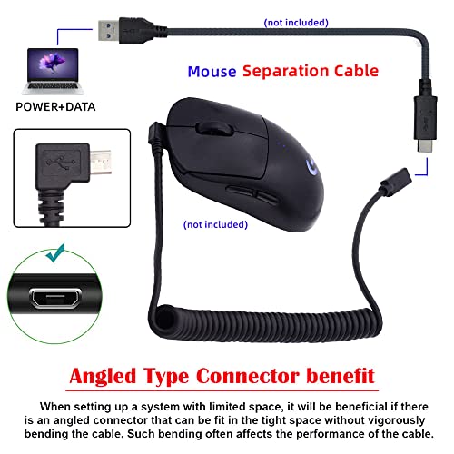 cablecc USB-C-Tastatur-Maus-Stretch-Spiralkabel für Gaming-Tastatur, Micro-USB-Stecker auf Typ-C-Buchse, Verlängerung, Strom- und Datenkabel Bild 3
