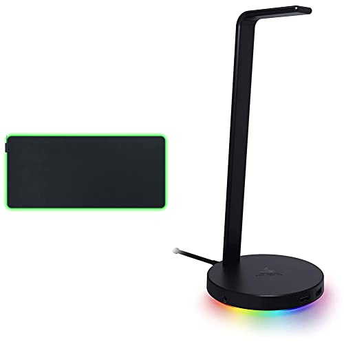 Razer Goliathus Chroma 3XL - Weiche Gaming-Mausmatte Chroma RGB & Base Station V2 Chroma - Headset-Ständer mit USB-Hub und RGB-Beleuchtung Schwarz Bild 1