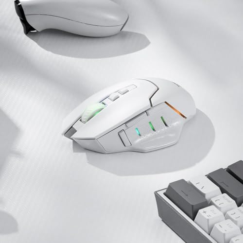 Redragon M690 PRO Kabellose Gaming-Maus, 8000 DPI kabelgebundene/kabellose Maus mit Schnellfeuertaste, 8 Makrotasten, ergonomisches Design für PC/Mac/Laptop, Weiß Bild 2