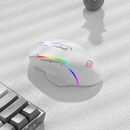 Redragon M810 Pro Kabellose Gaming-Maus, 10000 DPI Kabelgebundene/Kabellose Maus mit Schnellfeuertaste, 8 Makrotasten, 45 Stunden Dauerleistung und RGB-Hintergrundbeleuchtung für PC/Mac/Laptop Bild 2