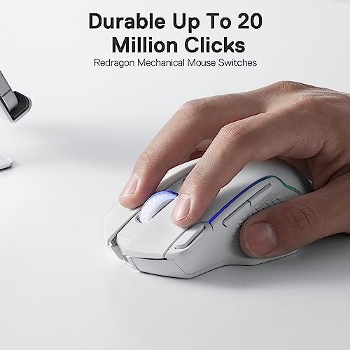 Redragon M810 Pro Kabellose Gaming-Maus, 10000 DPI Kabelgebundene/Kabellose Maus mit Schnellfeuertaste, 8 Makrotasten, 45 Stunden Dauerleistung und RGB-Hintergrundbeleuchtung für PC/Mac/Laptop Bild 5
