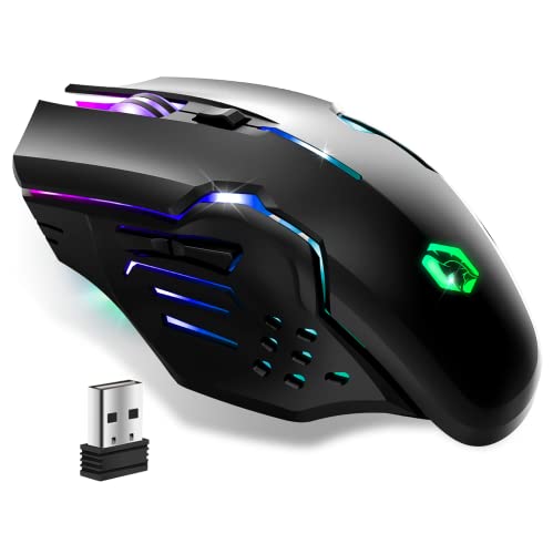EMPIRE GAMING - RF903 Gaming-Maus, Kabellos 2,4GHz Wireless Wiederaufladbar – LED-Hintergrundbeleuchtung RGB – Ergonomisch – 4800 DPI 500 Hz – PS4,PS5,XboxOne/Series,PC und Mac – Schwarz Bild 1