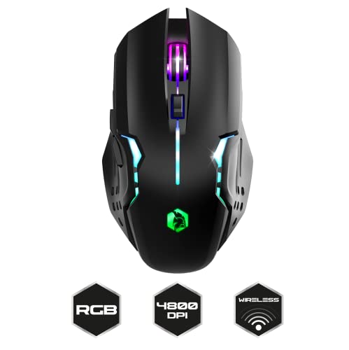 EMPIRE GAMING - RF903 Gaming-Maus, Kabellos 2,4GHz Wireless Wiederaufladbar – LED-Hintergrundbeleuchtung RGB – Ergonomisch – 4800 DPI 500 Hz – PS4,PS5,XboxOne/Series,PC und Mac – Schwarz Bild 2