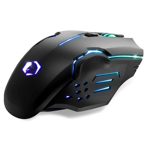 EMPIRE GAMING - RF903 Gaming-Maus, Kabellos 2,4GHz Wireless Wiederaufladbar – LED-Hintergrundbeleuchtung RGB – Ergonomisch – 4800 DPI 500 Hz – PS4,PS5,XboxOne/Series,PC und Mac – Schwarz Bild 5