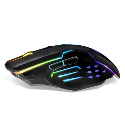 EMPIRE GAMING - RF903 Gaming-Maus, Kabellos 2,4GHz Wireless Wiederaufladbar – LED-Hintergrundbeleuchtung RGB – Ergonomisch – 4800 DPI 500 Hz – PS4,PS5,XboxOne/Series,PC und Mac – Schwarz Bild 6