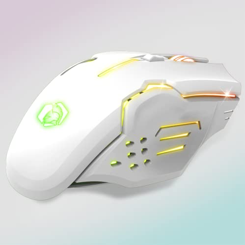 EMPIRE GAMING - RF903 Gaming-Maus, Kabellos 2,4GHz Wireless Wiederaufladbar – LED-Hintergrundbeleuchtung RGB – Ergonomisch – 4800 DPI 500 Hz – PS4,PS5,XboxOne/Series,PC und Mac – Weiß Bild 5
