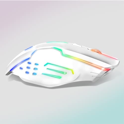 EMPIRE GAMING - RF903 Gaming-Maus, Kabellos 2,4GHz Wireless Wiederaufladbar – LED-Hintergrundbeleuchtung RGB – Ergonomisch – 4800 DPI 500 Hz – PS4,PS5,XboxOne/Series,PC und Mac – Weiß Bild 7