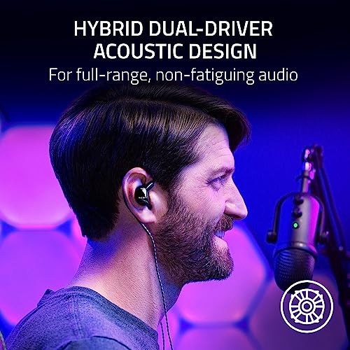 Razer Moray In-Ear-Monitor für Streaming: Hybrid Dual Driver Akustisches Design – Ergonomische Flache Form – Passive Geräuschisolierung – Geflochtene Over-Ear-Kabel – maßgeschneiderte Ohrstöpsel und Bild 3