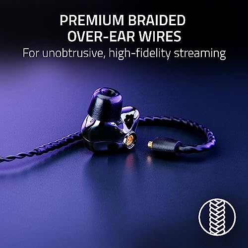 Razer Moray In-Ear-Monitor für Streaming: Hybrid Dual Driver Akustisches Design – Ergonomische Flache Form – Passive Geräuschisolierung – Geflochtene Over-Ear-Kabel – maßgeschneiderte Ohrstöpsel und Bild 6