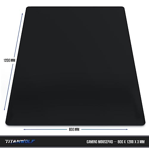 Titanwolf - XXXL Übergröße Mauspad 1200x800 mm - XXXL Großformat - Schreibtischunterlage - gummierte Rückseite - rutschfest und abwaschbar - Gaming - Präzision und Geschwindigkeit - Schwarz Bild 2