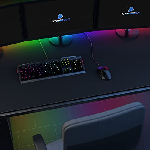 Titanwolf - XXXL Übergröße Mauspad 1200x800 mm - XXXL Großformat - Schreibtischunterlage - gummierte Rückseite - rutschfest und abwaschbar - Gaming - Präzision und Geschwindigkeit - Schwarz Bild 4