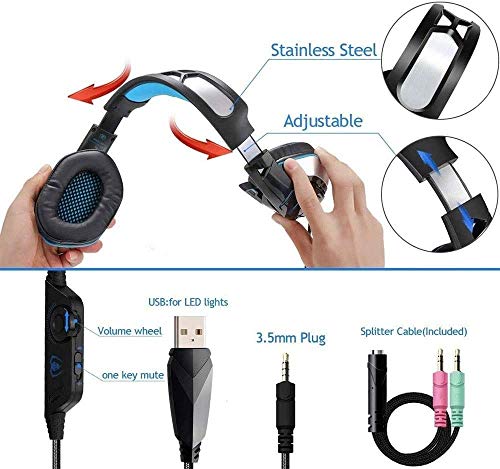 Gaming Headset for Xbox One PS4 PC Volume Controller Noise Cancelling Over Ear Headphones Mic Stereo Noise Reduction 3.5 mm Professional Gaming Headsets Bild 6