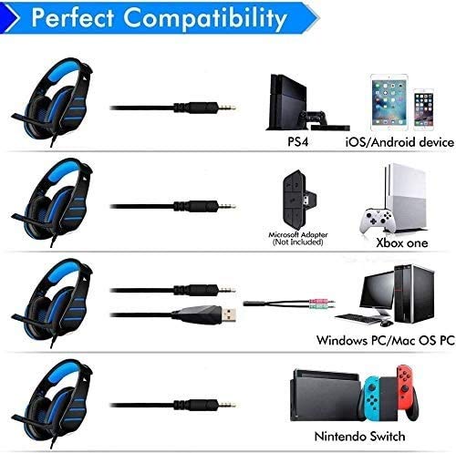 Gaming Headset for Xbox One PS4 PC Volume Controller Noise Cancelling Over Ear Headphones Mic Stereo Noise Reduction 3.5 mm Professional Gaming Headsets Bild 7